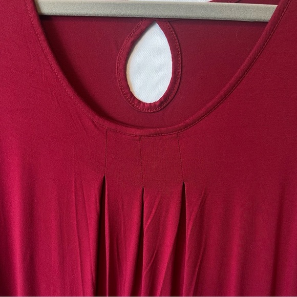 NorthStyle midi shirt dress 3X Red Keyhole 3/4 sleeves womens Pleated Side slit - Picture 3 of 8